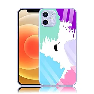 Case Creation Watercolor Series - Liquid Painting Tempered Glass Tie-dye Shockproof Gradient Diamond Sparkle Camera Protection Tie Dye Back Case Cover for Apple iPhone 11 - (Colorful, Pattern 9)