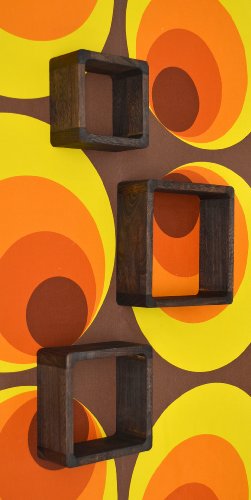 3er Set Lounge Cube Regal Landhaus Stil Wandregal Hängeregal Massivholz in Dunkelbraun - 6