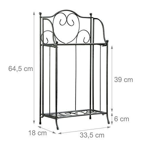 Relaxdays Blumenregal Metall 2-stöckig für Topfpflanzen, Balkon-Deko draußen, stehend HxBxT: 64,5 x 33,5 x 18cm, schwarz - 3