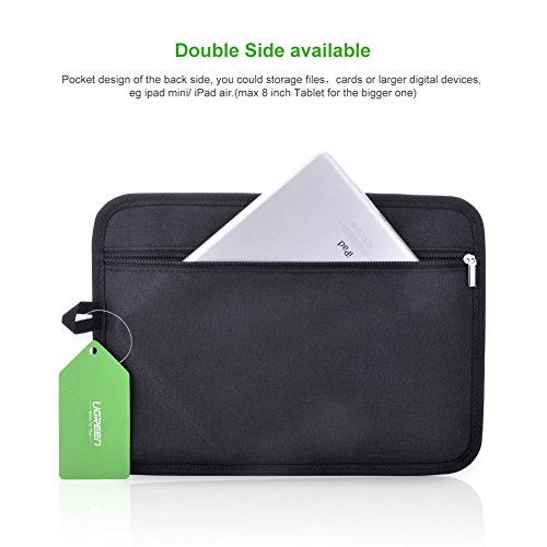 Organizer Tasche UGREEN Tragbare elektronische Organisationssystem 300*210mm Reise Organizer Tasche für Zubehörteile wie Kabel Kopfhoerer Akku WFI Remote, 8″ Zoll Tablet, iPad mini und mehr - 6