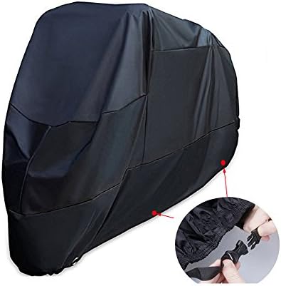 Motorbike Cover Indoor/Outdoor Motorcycle Cover Water Resistant Dust Proof UV Protection Heat Safe Moisture Guard Vent Heavy Duty Extra Large Fits up to 102" Motors With Lock-holes Storage Bag