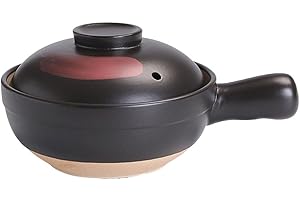 LIFKOME Stockpot Clay Cooking Pot Cookware Stovetop Chinese Style Traditional Cooking Casserole Hong Kong Style Rice Porridge Pot Clay with Single Handle Black L
