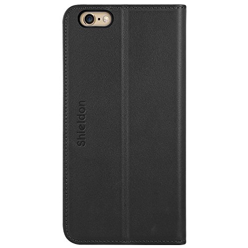 SHIELDON Funda iPhone 6s  Funda iPhone 6  Funda iPhone 6 Piel  Garant  a de por Vida  Cubierta Interior TPU  Ranuras para Tarjetas  Cierre Magn  tico  Funda Tapa iPhone 6s 6    Negro