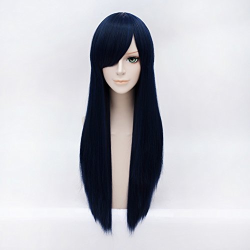 Mixed Dark Blue 70cm Long Anime Women Cosplay Lolita Straight Hair Full Wig
