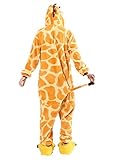 LATH.PIN Jumpsuit Tier Karton Fasching Halloween Kostüm Tier Onsize Sleepsuit Cosplay Fleece-Overall Pyjama Schlafanzug Erwachsene Unisex Lounge (S, Giraffe) -