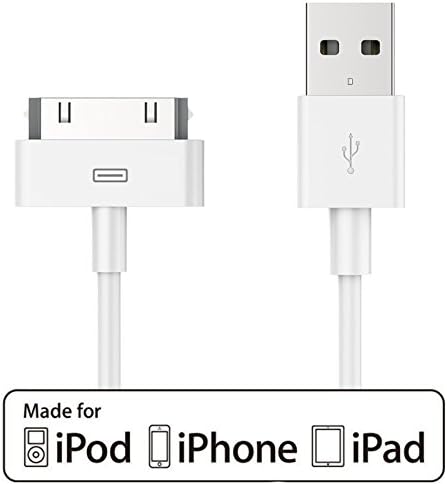 [ Apple MFi Certified ] ACEPower 9.9 Feet (3M) 30 pin to USB Sync and Charging Cable for Apple iPhone 4, iPhone 4s / iPhone 3G / 3GS / iPad 2, iPad 3 / iPod 1, 2, 3, 4, 5, 6 (White)