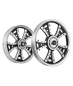 Speedwav Kingway GS3G Fat Boy Bike Alloy Wheel Set of 2 19/18 Inch Black CNC for Royal Enfield Classic 350, Classic 500, Desert Storm