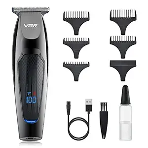 VGR Men's Professional Rechargeable LED Display Hair Clippers Beard Trimmer Kit