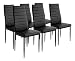 Produktbild Esstisch Stuhl Set Essgruppe Tischgruppe Esstischgruppe Sitzgruppe Esszimmergarnitur: Schwarz Glas Metall Esstisch 4 Kunstleder Stuhl (Schwarz, Nur 6 Stühle)