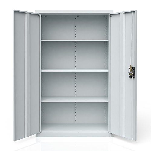 Aktenschrank Büroschrank Werkzeugschrank Metallschrank Universal Schrank grau 3 Einlegeböden - 5