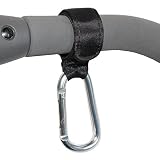 XiRRiX hochwertige Karabiner Kinderwagenhaken Stroller Hooks – Taschenhalter zum Befestigen am Kinderwagen/Buggy – 2 Stück – schwarz - 3