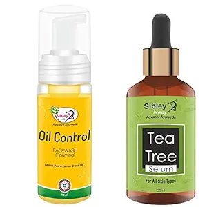 Sibley Beauty Skin Care Combo with Tea Tree Face Serum ( 50 ml ) + Oil Control Foaming Face Wash ( 150 ml ) for Men Women Boys Girls (Pack of 2)