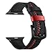 Produktbild Glowjoy Lederband Kompatibel mit Apple Watch Series 1/2/3/4 38MM/40MM,Damen Herren Verstellbares Echtleder Uhrenband Lederarmband Ersatz Armband Uhr Zubehör Trageschlaufe (Schwarz)