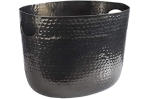 BUDDY´S BAR Buddy's Bar - Secchiello per Il Ghiaccio, refrigeratore per Bottiglie, capacità 7 Litri, refrigeratore per Bevande, per Vini, per Champagne, 30 x 23,5 cm, Altezza 23 cm, Nero martellato