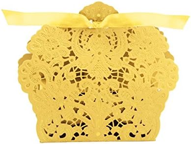 Iware 25pcs Candy Gift Boxes Party Wedding Cake Candy Boxes Chocolate Box Favour Gold