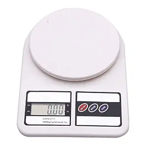 Alka Creations Electronic Digital Kitchen Weighing Scale to Measure Kitchen Ingredients, 10 KG Capacity, White (Battery Included)