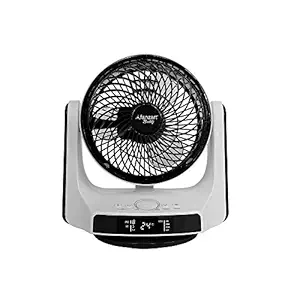 Fanzart Buddy - Smart, Compact Table Fan With 3 Fine Transparent Acrylic Blades, Oscillates Horizontally And Vertically, Comes With Smart Display With 360 Degree Rotation And Remote Control (Black And White)