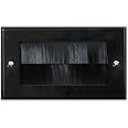 Black Double Gang Brush Strip Wallplate/Wall Plate/Faceplate Cable Tidy by electrosmart for Wall Mounted Plasma TV etc
