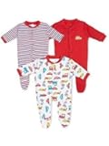 Magic Town New Born Baby Multi-Color Long Sleeve Body Suit,Romper, Sleep Suit for Boys and Girls Unisex Combo Pack (Pack of 3) (Newborn, RED)