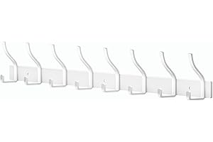 MEIJO Appendiabiti da Parete, Attaccapanni da Muro Attaccapanni da Parete Appendi Accappatoio Bagno Ingresso Cameretta Cucina (Bianco, 8 Ganci)