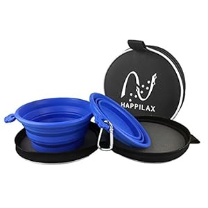 Happilax Comedero y Bebedero portátil y Plegable para Perro y Gato con Bolsa de Viaje