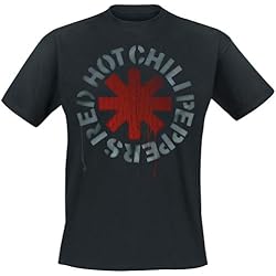 Red Hot Chili Peppers Camiseta Oficial Distressed Asterisk (Negro)