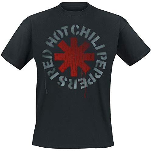 Red Hot Chili Peppers Camiseta Oficial Distressed Asterisk (Negro)