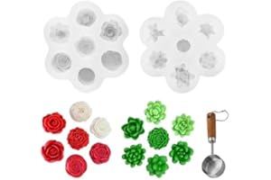 JOYAN 2 Pièces Moule Silicone Bougie, Silicone Bougie Verser Moules 3D DIY, Succulente Moule, pour la Fabrication de Bougies d’Aromathérapie, Cire de Haricots, Chocolat, Fleur, Transparent,12 x 12 x 2.5 cm