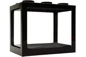 Yililay Mini Fish Tank Decorative Stackable Acrylic Small Fish Tank for Office Tea Table Decor Fish Bowls Black