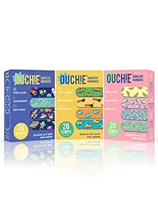 Aya Papaya Ouchie Non-Toxic Printed Triple Combo (60 Pack) - Space Blue, Yellow, Pink