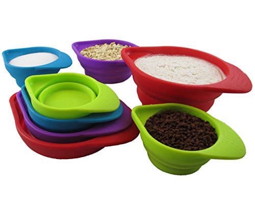 Kuke Silikon faltbar Messbecher Multipurpose-Umweltfreundlich und temperaturbeständig Küche Werkzeuge Grün-S - 5