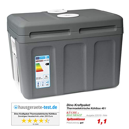 Dino KRAFTPAKET 131002 Kühlbox 12V 230V (WÄRMT & KÜHLT) HÖHE: 42cm GRÖSSE: 45-Liter (40L netto) Elektrische Kühlbox für Auto Boot Camping, A++ mit ECO-Modus [Energieklasse A++] - 2