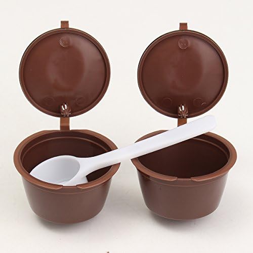 MEJOY 2pcs Coffee Capsules Cups Eco-Friendly Reusable Coffee Filters Cup Holder with 1 pc Plastic Spoon