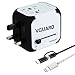 Produktbild VGUARD Universellen 4-in-1 Reiseadapter Netzteil mit Doppel USB-Ports und Schmelzsicherung Multinationaler Ladestecker Ladegerät Ladeadapter Reisestecker Steckdosenadapter World Travel Adapter für Weltweit 150 Ländern mit EU / UK / US / AU Stecker LED-Betriebsanzeige Universal fusionierten Sicherheit AC-in einem Ladegerät [mit 2-in-1 Micro USB & Type C Kabel (1m) & Lightning USB Kabel (1m)] - Weiß