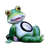 Lámpara Solar Al Aire Libre De Cristal Pintado A Mano Escultura Jardín Rana De Piedra...