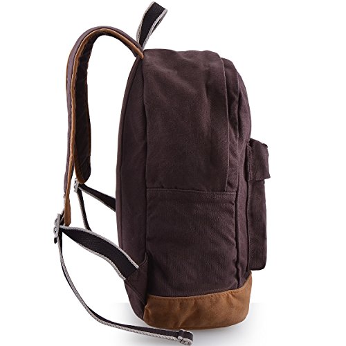 Douguyan Unisex-Adultes Sac à dos multifonctions Canvas Sac de randonnée Cartable E43701 Brun