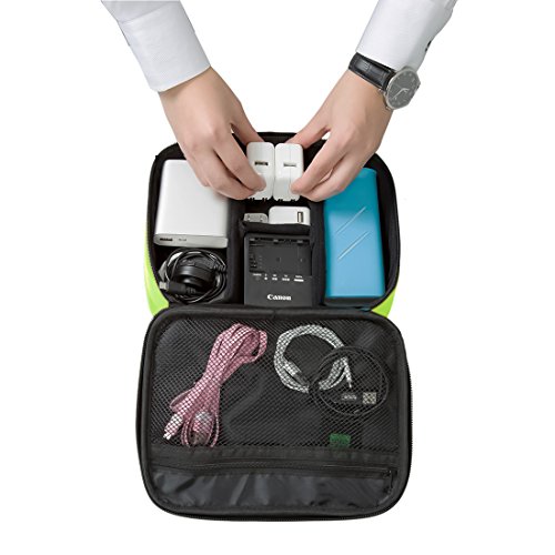 BAGSMART Tragbare Festplattentasche Elektronik Organizer für USB Kabel Akku Speicherkarten Grün - 3
