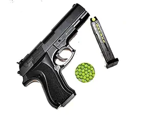 Toy Gun Pistol for Kids with 8 Round Reload and 6 mm Plastic BB Bullets. Pubg Soft Water Bullets Toys Gun. Outdoor Game Toy for Children Kid Boys Gift -Black 10-12 Bullets