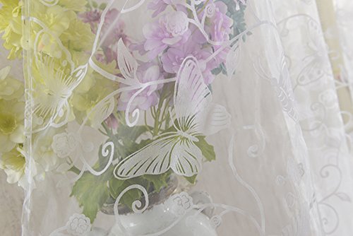 Generic Schmetterling Transparente Voile Vorhang Tüll für Wohnzimmer Haus Hochzeit Partei Fenster Sommer 100 x 200cm – Weiß - 7
