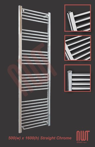 500mm(w) x 1600mm(h) Straight Chrome Heated Towel Rail, Radiator, Warmer 2761 BTUs Bathroom Central Heating Ladder Rail (Bar Pattern: Bar Pattern: 4-5-6-11)