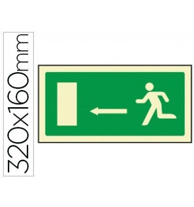 PICTOGRAMA SYSSA SE  AL DE SALIDA EMERGENCIA FLECHA IZQUIERDA EN PVC FOTOLUMINISCENTE 320X160 MM