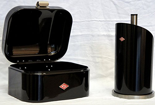 Preisvergleich Produktbild Wesco Single Grandy Brotkasten + Küchenrollenhalter im Set, Farbe: schwarz