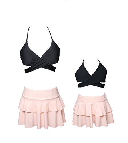 Preisvergleich Produktbild Swallowuk Mode Eltern Kinder Bademode Blumendruck Mutter Mädchen Badeanzug Beachwear Familie Kleidung (S, Schwarz)