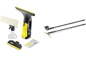 Kärcher WV 2 Premium Black Edition - Nettoyeur de vitres - Nettoyage rapide et sans & Kit d'extension (pour tous les Kärcher WV et KV 4, extensible de 0,6 à 1,5 mètres, lot de 2 barres