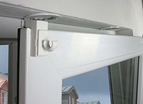 Klemmstange für Scheibengardinen, Scheiben-Gardinenstange mit Klemmträger, 85-135 cm ausziehbar, Ø 12 mm, weiss - 5