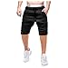 Produktbild HEETEY Herren Jeans Shorts Kurze Hose, Lässige Reine Farbe der Art und Weise Männer Pocket Overalls Windoveralls Shorts Fitness Hose beiläufige lose Jogginghose Kordelzug Joggerhose Sporthose