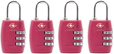 Newtion Tsa Lock 3 Digit Combination TSA Approved Lock For Luggage Padlock 4 Pack (Pink)