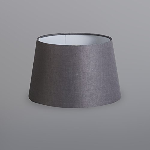 QAZQA Leinen Lampenschirm 25cm rund DS E27 leinen dunkelgrau , Rund konisch Schirm Pendelleuchte, Schirm Stehleuchte, - 3