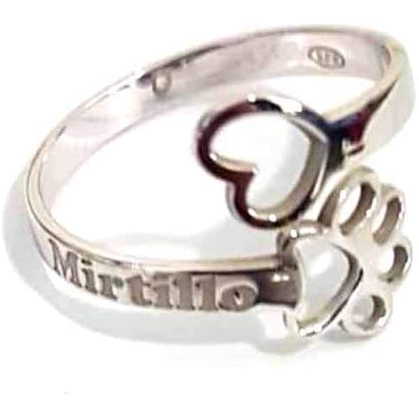 Bijoux Anello Donna Argento 925 Con Impronte Zampa Gatto E Cane - Regolabile, Aperto, Gioiello Per Amanti Animali