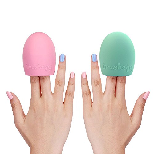 Mangotree Make-up Pinsel Reinigung Massage Werkzeug Silikon Handschuhe Reiniger Kosmetik Clean Tools (2 Stücke, Rosa + Mint Grün) - 6